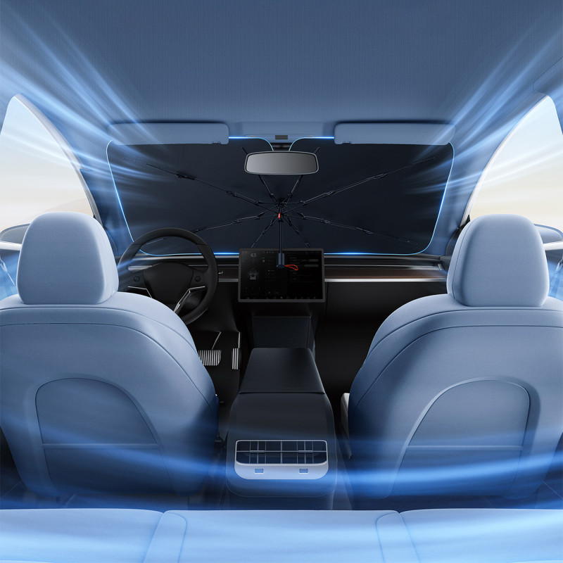 
CoolRide automobilio priekinis skėtis nuo saulės 142x75cm - juodas
