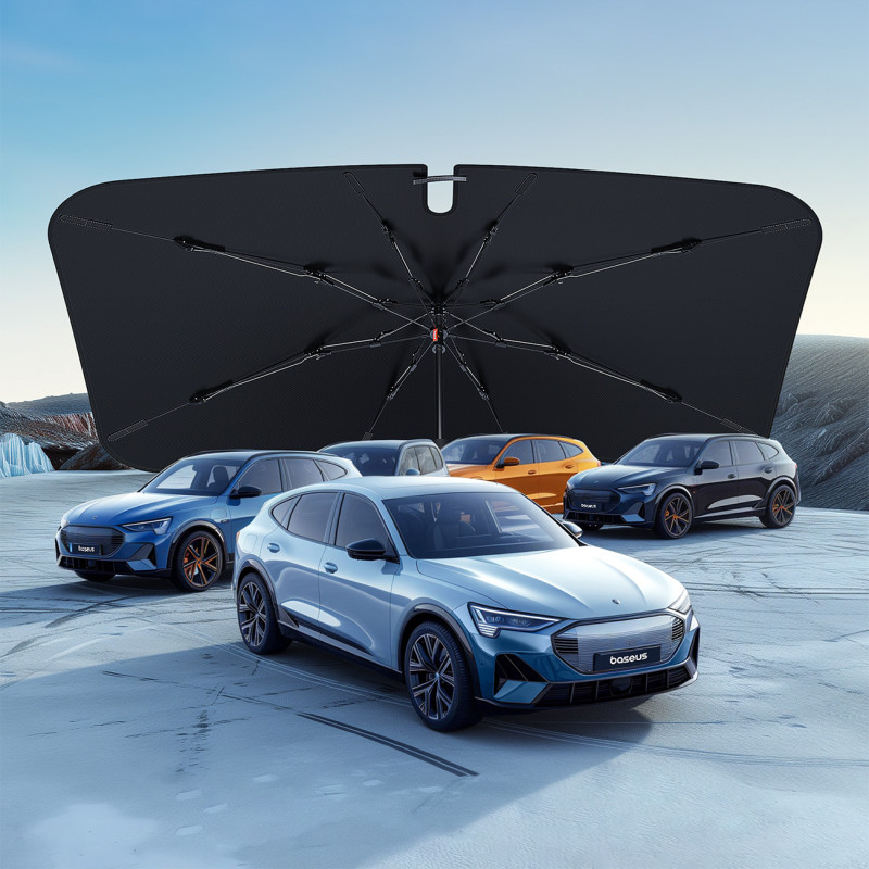 
CoolRide automobilio priekinis skėtis nuo saulės 142x75cm - juodas

