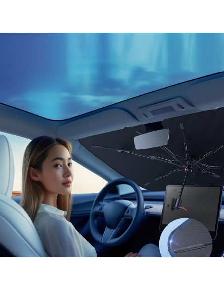 
CoolRide automobilio priekinis skėtis nuo saulės 142x75cm - juodas
