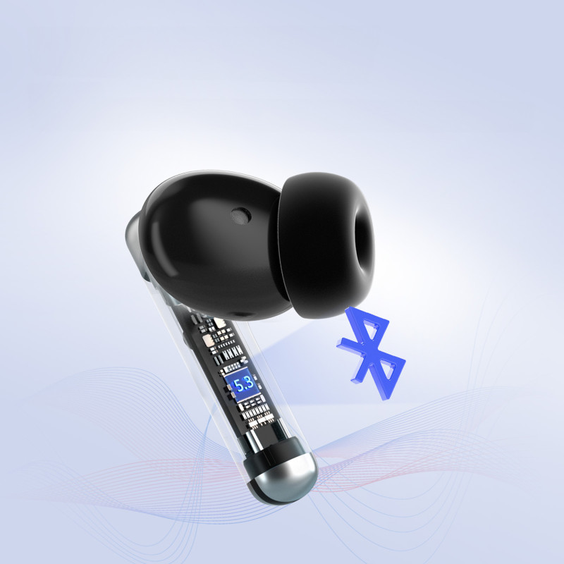 Soundfii R4 belaidės Bluetooth 5.3 ENC ausinės – juodos