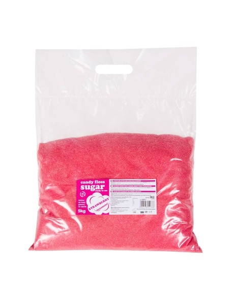 Spalvingo skonio cukrus cukraus vatai raudonų braškių skonio 5kg Spalvingo skonio cukrus cukraus vatai raudonų braškių skonio 5kg