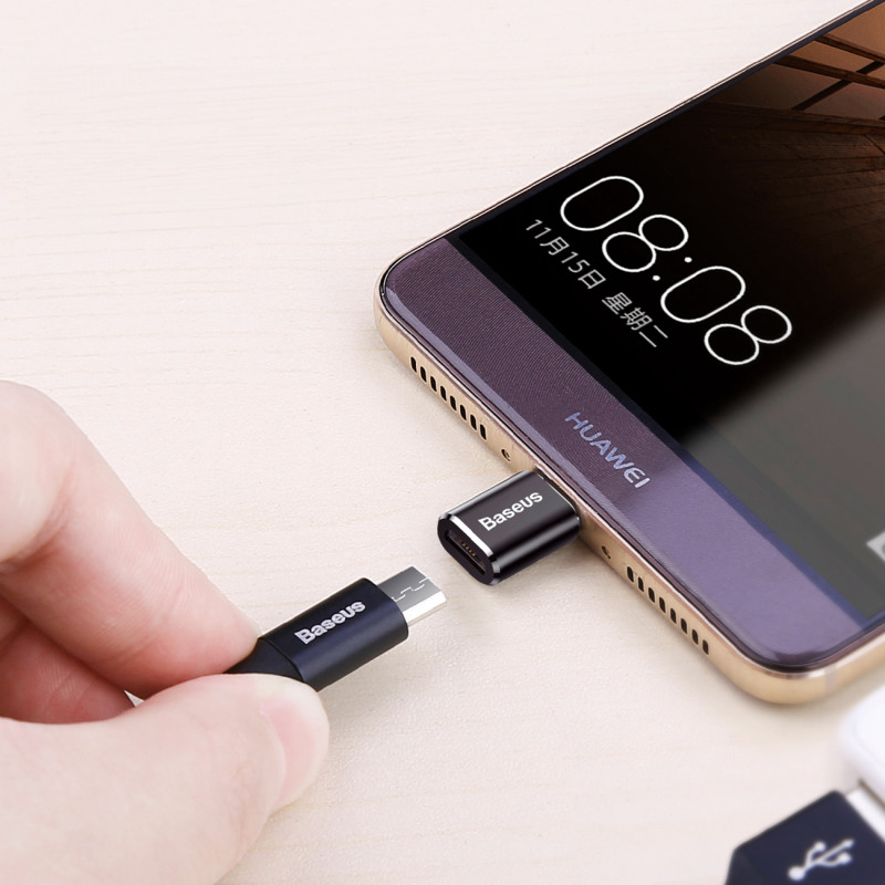Adapteris Mini Micro USB į USB-C adapteris – juodas