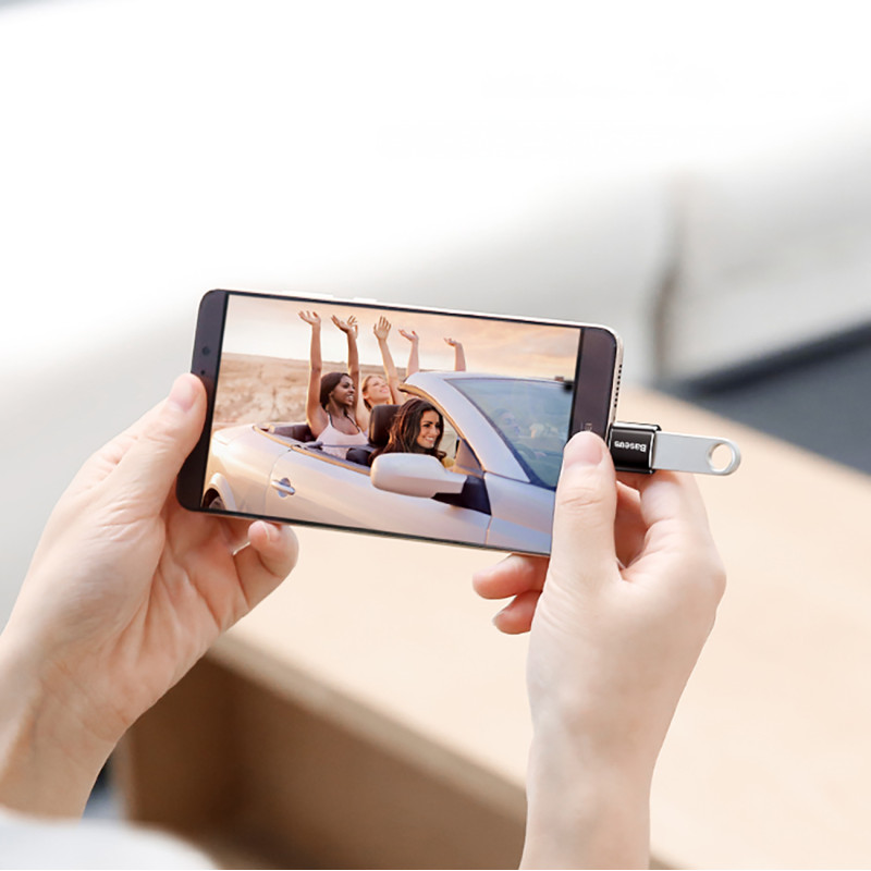 Adapteris Mini Micro USB į USB-C adapteris – juodas