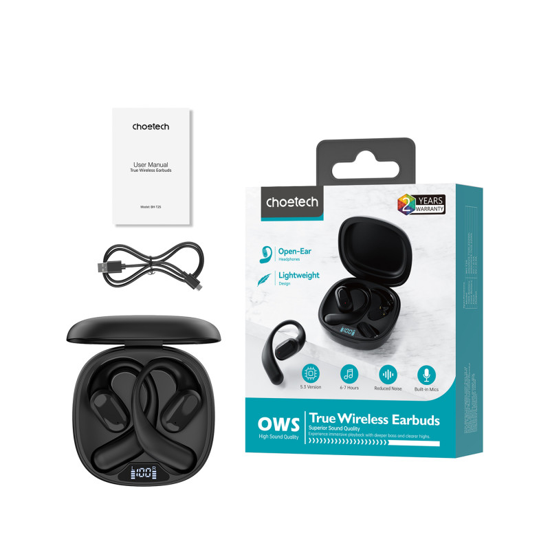 OWS Wireless TWS Bluetooth 5.3 In-Ear ausinės – juodos