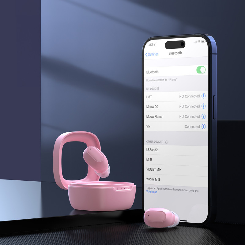MEMS In-Ear Wireless TWS Bluetooth 5.3 ausinės – rožinės spalvos