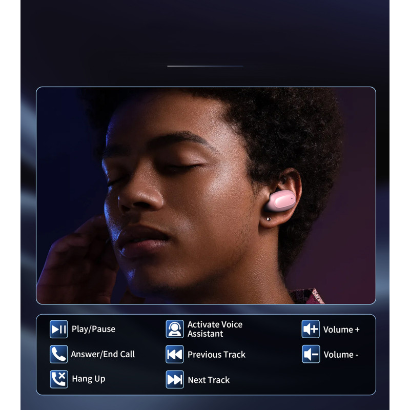 MEMS In-Ear Wireless TWS Bluetooth 5.3 ausinės – rožinės spalvos