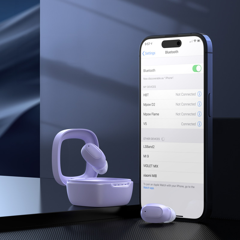 MEMS Wireless TWS Bluetooth 5.3 In-Ear ausinės – violetinė