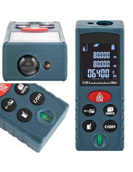 Lazerinis nuotolio ieškiklis su LCD ekranu 80 m / 2 mm Lazerinis nuotolio ieškiklis su LCD ekranu 80 m / 2 mm