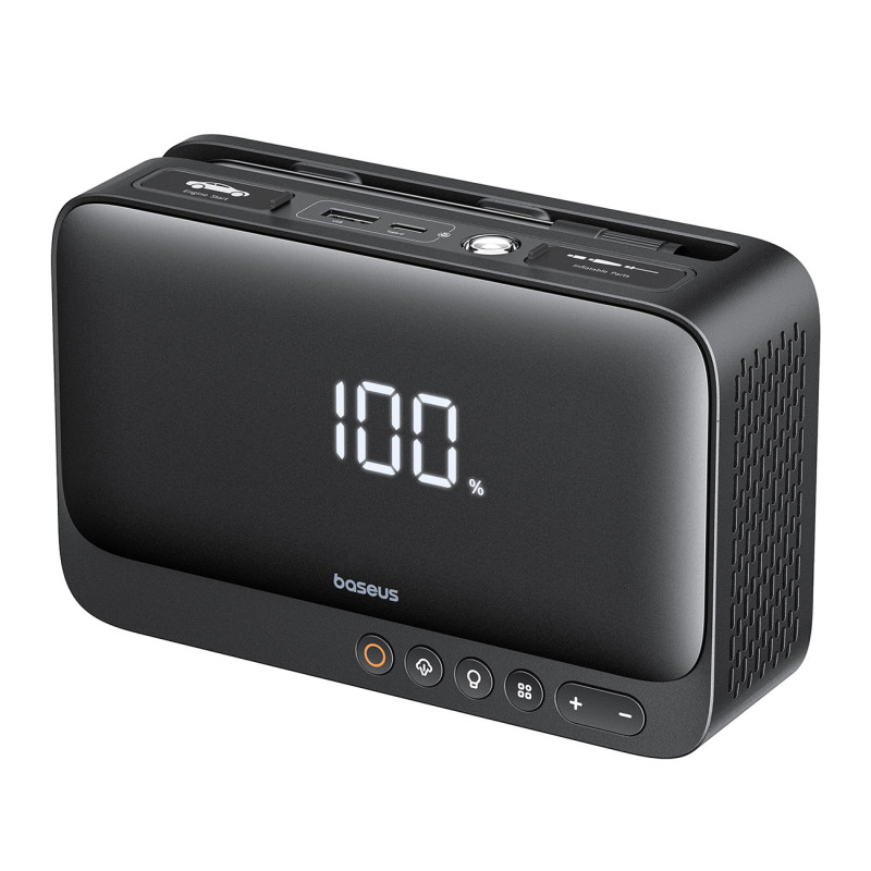 
4 viename starteris 600A su žibintuvėliu, 6000 mAh maitinimo blokas, Super Energy kompresorius - juodas
