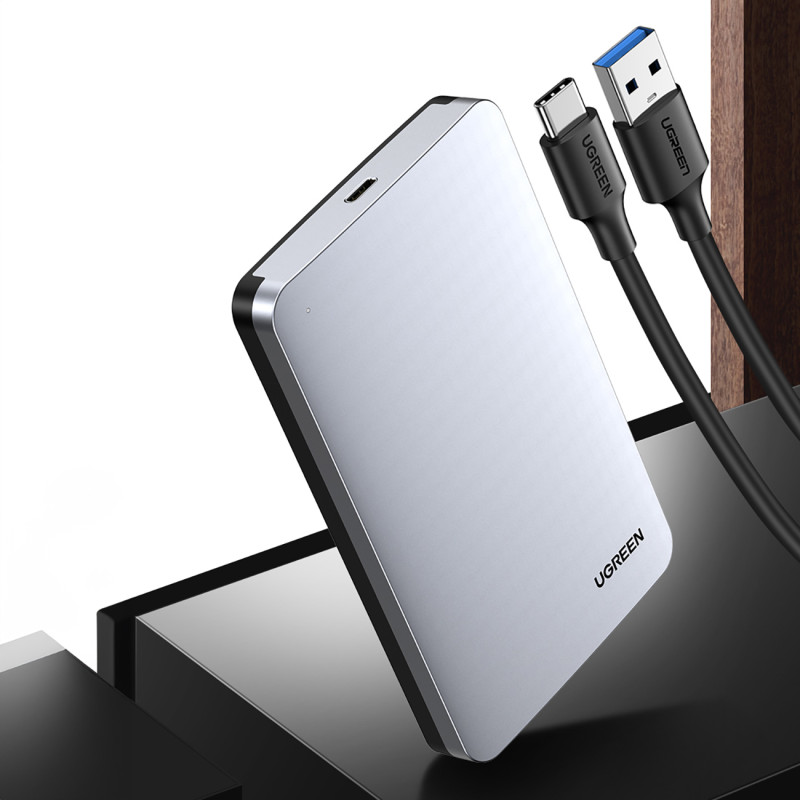 Kietojo disko vieta 2,5 colio SATA 3,0 6Gbps + USB-C kabelis 0,5 m – sidabrinis