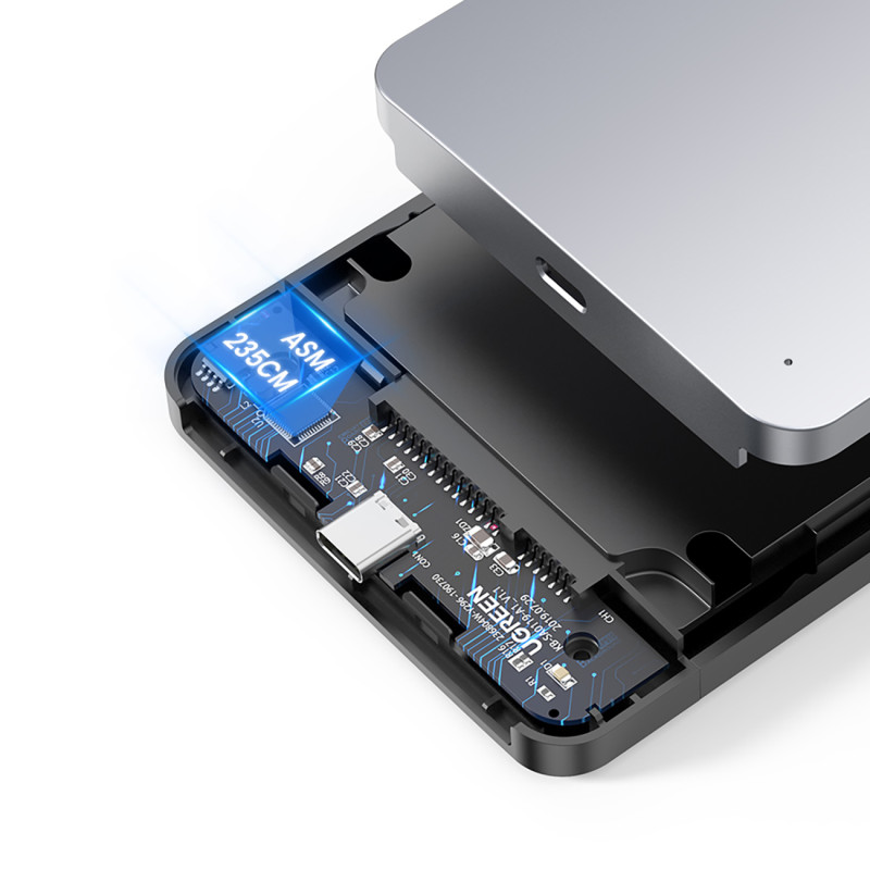 Kietojo disko vieta 2,5 colio SATA 3,0 6Gbps + USB-C kabelis 0,5 m – sidabrinis