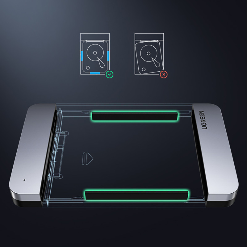 Kietojo disko vieta 2,5 colio SATA 3,0 6Gbps + USB-C kabelis 0,5 m – sidabrinis