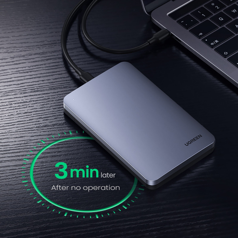 Kietojo disko vieta 2,5 colio SATA 3,0 6Gbps + USB-C kabelis 0,5 m – sidabrinis