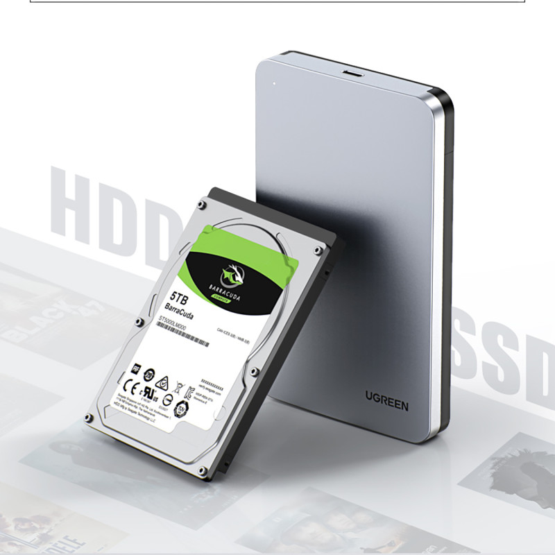 Kietojo disko vieta 2,5 colio SATA 3,0 6Gbps + USB-C kabelis 0,5 m – sidabrinis