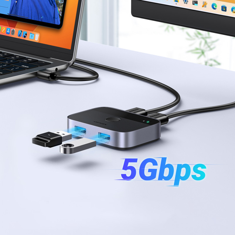 „2 viename“ adapteris 2 x USB-A 3.0 (įvestis) / 2 x USB-A (išvestis) – pilka