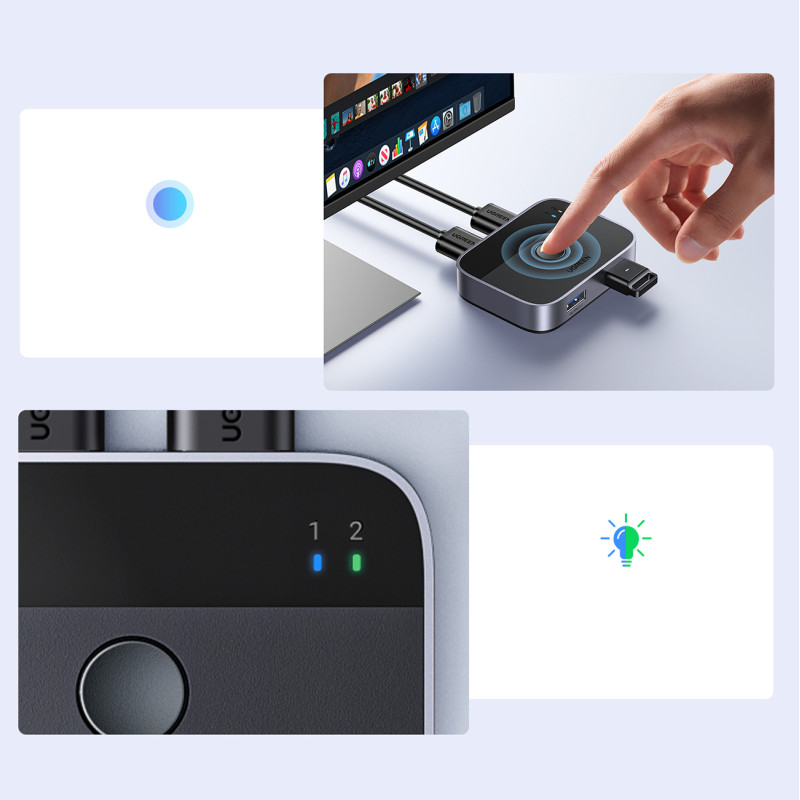 „2 viename“ adapteris 2 x USB-A 3.0 (įvestis) / 2 x USB-A (išvestis) – pilka