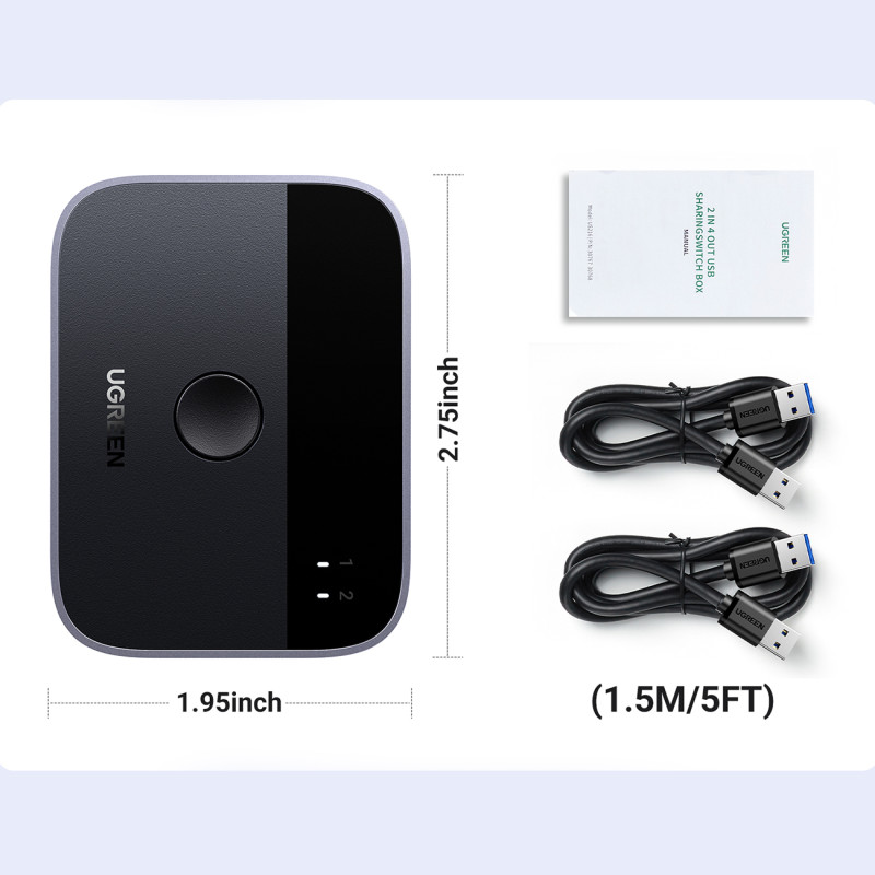 „2 viename“ adapteris 2 x USB-A 3.0 (įvestis) / 2 x USB-A (išvestis) – pilka