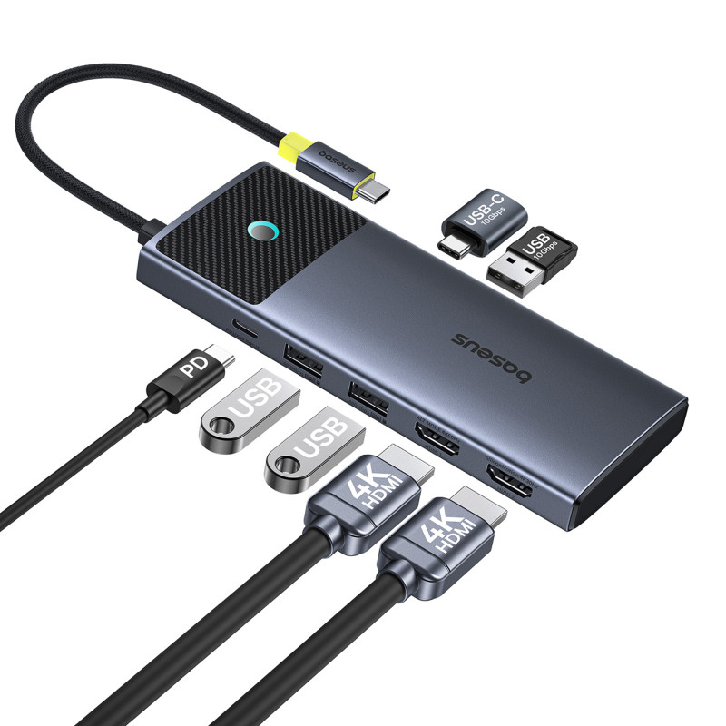 7in1 HUB adapteris Metal Gleam Series II USB-C PD100W / 2x USB-A / 2x HDMI 4K / USB-C 3.0