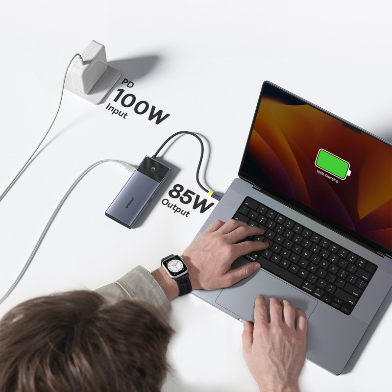 7in1 HUB adapteris Metal Gleam Series II USB-C PD100W / 2x USB-A / 2x HDMI 4K / USB-C 3.0