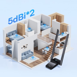 
USB WiFi 2.4GHz 5GHz FastJoy Access Point 1800 Mb/ s tinklo plokštė – juoda

