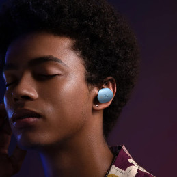 
TWS Bluetooth 5.3 LightAura VocalSound belaidės ausinės – mėlynos
