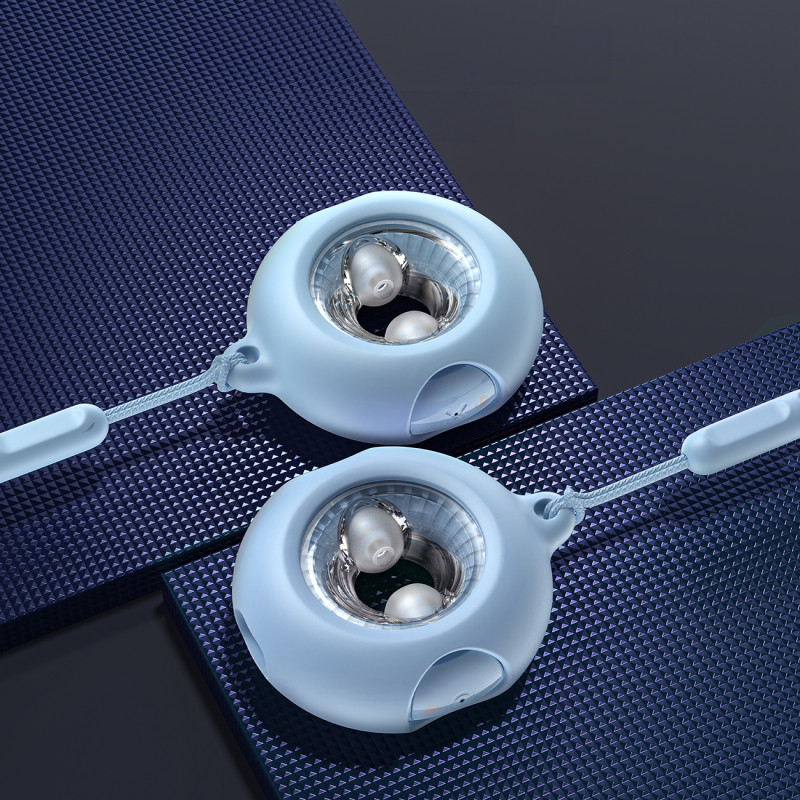 TWS Bluetooth 5.3 LightAura VocalSound belaidės ausinės – mėlynos