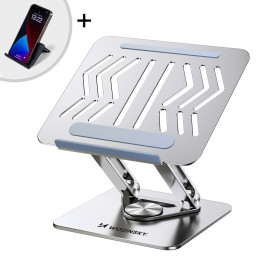 
SET Aliuminio 360 nešiojamojo kompiuterio stovas + išmaniojo telefono stovas - sidabrinis
