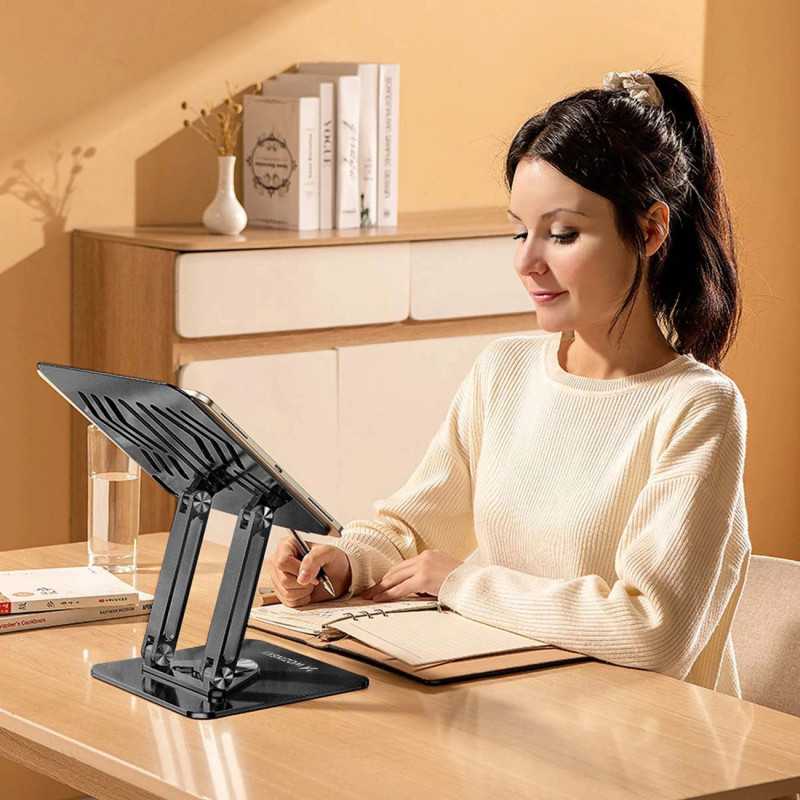 SET 360 aliuminio stovas nešiojamam kompiuteriui + išmaniojo telefono stovas - juodas