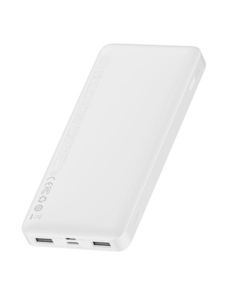 Powerbank 10000mAh 2xUSB USB-C microUSB 15W balta Powerbank 10000mAh 2xUSB USB-C microUSB 15W balta