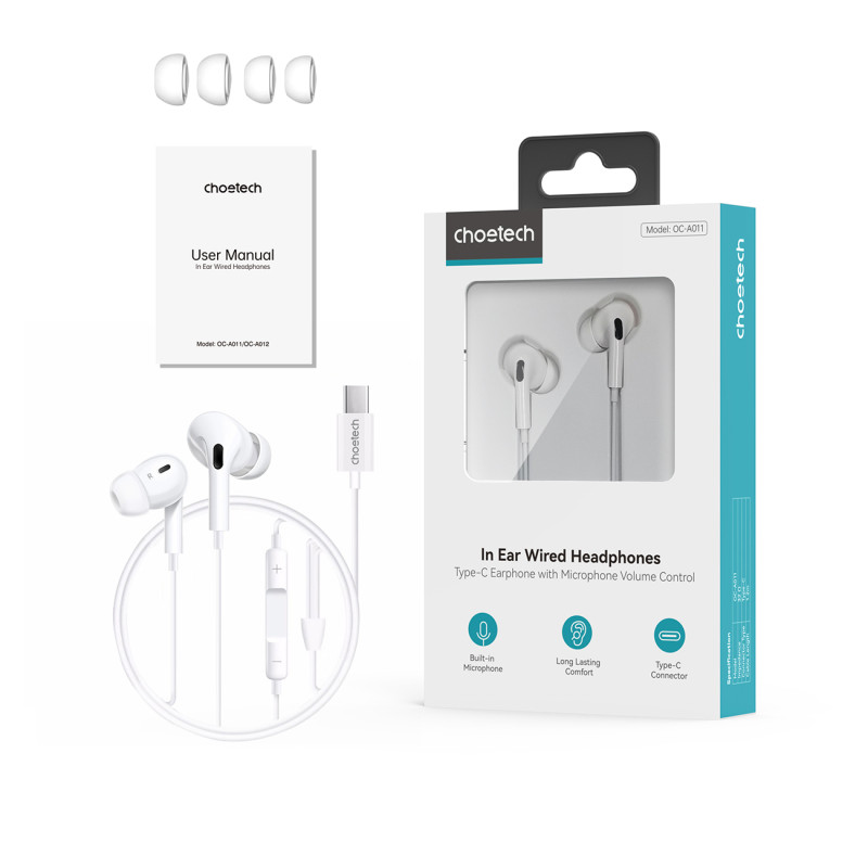 USB-C ausinės su 1,2 m laidu – balta