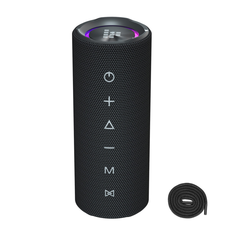 Mirtune C2 24W nešiojamasis Bluetooth garsiakalbis + USB-C AUX laidai – juodi