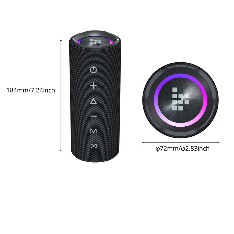 Mirtune C2 24W nešiojamasis Bluetooth garsiakalbis + USB-C AUX laidai – juodi