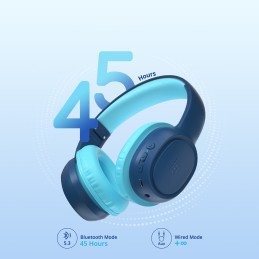 
KH02 Bluetooth belaidės ausinės vaikams su garsumo valdymu – mėlynos spalvos
