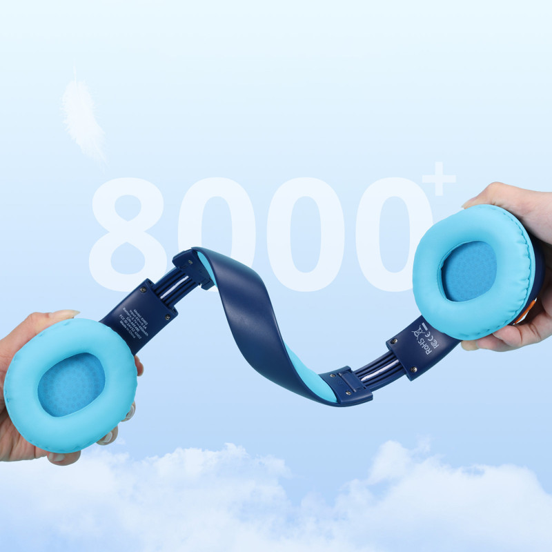 KH02 Bluetooth belaidės ausinės vaikams su garsumo valdymu – mėlynos spalvos