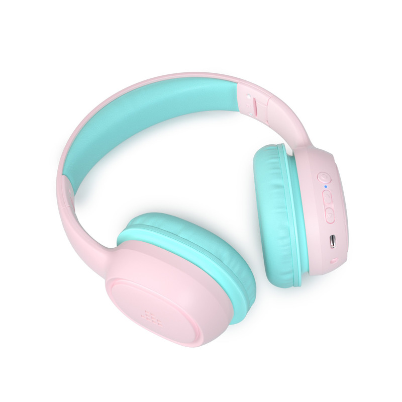 KH02 Bluetooth belaidės ausinės vaikams su garsumo valdymu – rožinės spalvos
