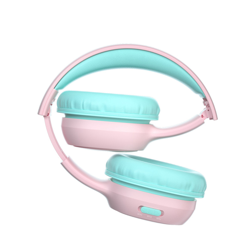 KH02 Bluetooth belaidės ausinės vaikams su garsumo valdymu – rožinės spalvos