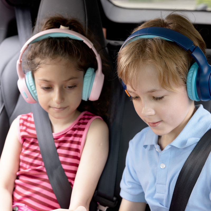 KH02 Bluetooth belaidės ausinės vaikams su garsumo valdymu – rožinės spalvos