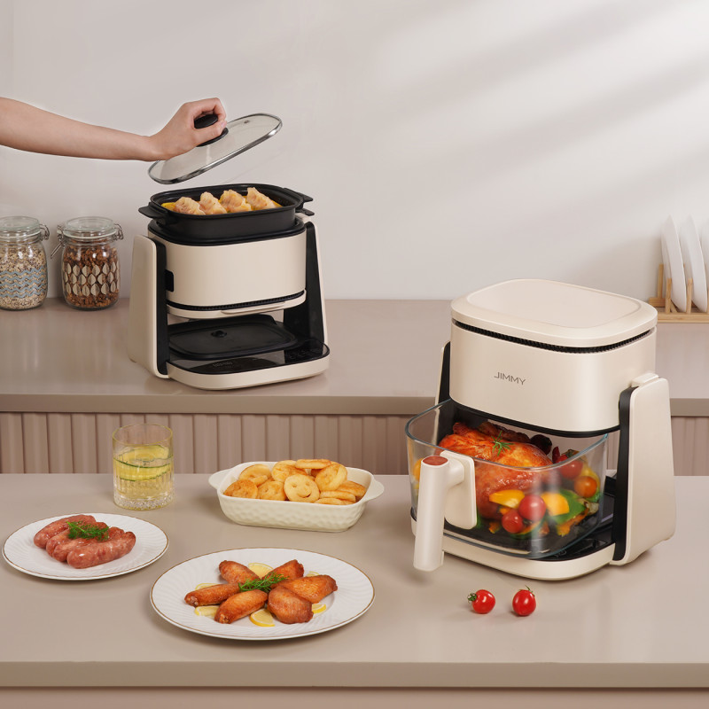 2in1 Be riebalų keptuvė JIMMY AF3 Air Fryer - smėlio spalvos juoda
