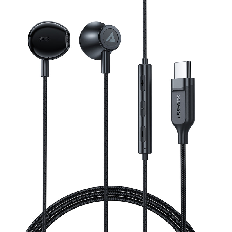 Į ausis įdedamos ausinės su USB-C jungtimi, mikrofonu ir nuotolinio valdymo pultu 1,2 m – juodos