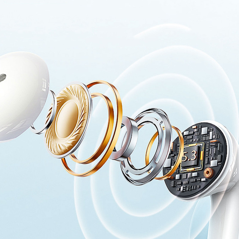 TWS Bluetooth 5.3 belaidės ausinės – baltos