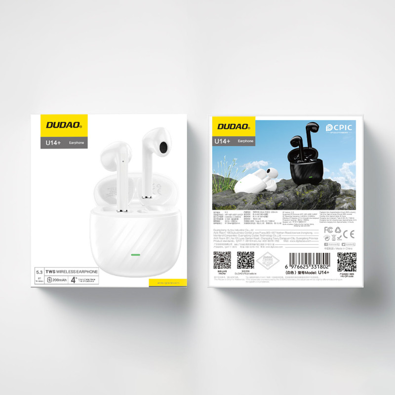 TWS Bluetooth 5.3 belaidės ausinės – baltos