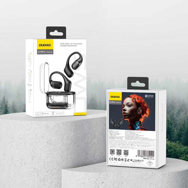 U17Pro belaidės ausinės su Bluetooth 5.3 ir ANC – juodos