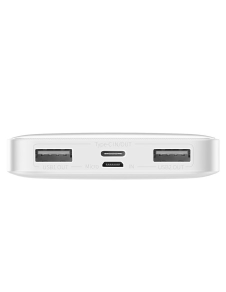 Powerbank 10000mAh 2xUSB USB-C microUSB 15W balta Powerbank 10000mAh 2xUSB USB-C microUSB 15W balta