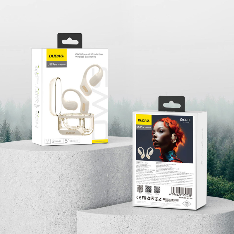 U17Pro On-Ear belaidės ausinės su Bluetooth 5.3 ir ANC – balta