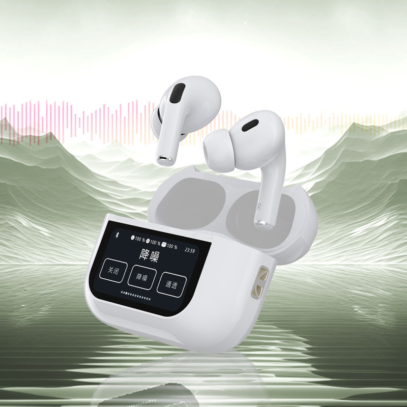 U19 TWS Wireless Bluetooth 5.3 In-Ear ausinės su LED ekranu – balta