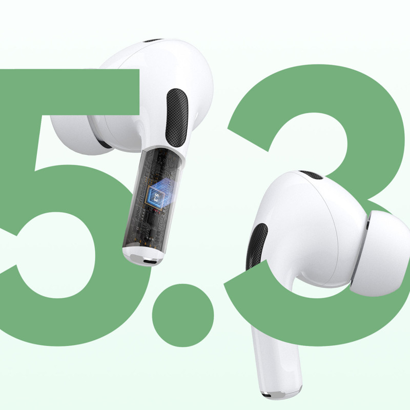 U19 TWS Wireless Bluetooth 5.3 In-Ear ausinės su LED ekranu – balta
