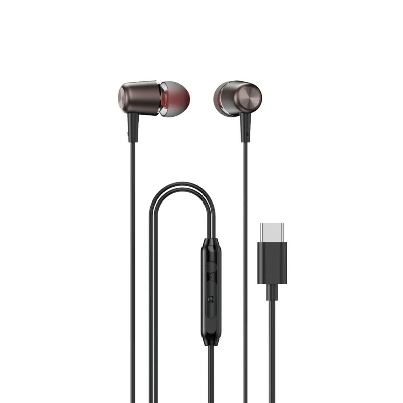 
Laidinės į ausis įdedamos ausinės su mikrofonu ir nuotolinio valdymo pulteliu USB-C 1,2 m – juodos
