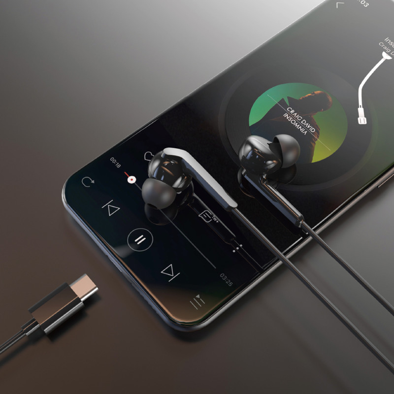 X3C+ laidinės ausinės su mikrofonu ir nuotolinio valdymo pulteliu USB-C 1,2 m – juodos
