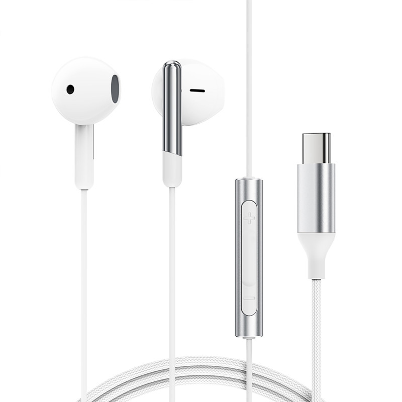 Laidinės ausinės su mikrofonu ir nuotolinio valdymo pulteliu USB-C 1,2 m – baltos spalvos