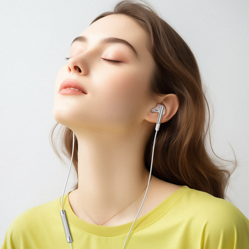 Laidinės ausinės su mikrofonu ir nuotolinio valdymo pulteliu USB-C 1,2 m – baltos spalvos